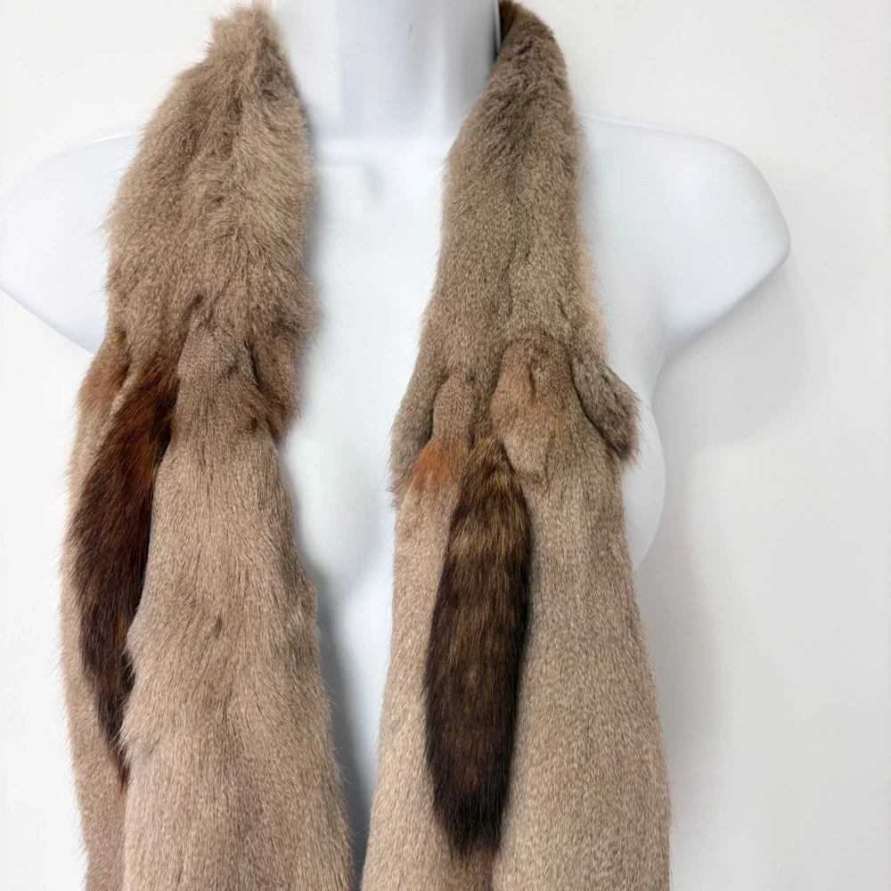 VTG‎ 30’s Italy Fareris 6 Pelts Full Body Real Minks Scarf Pastel Size 44x5.5”